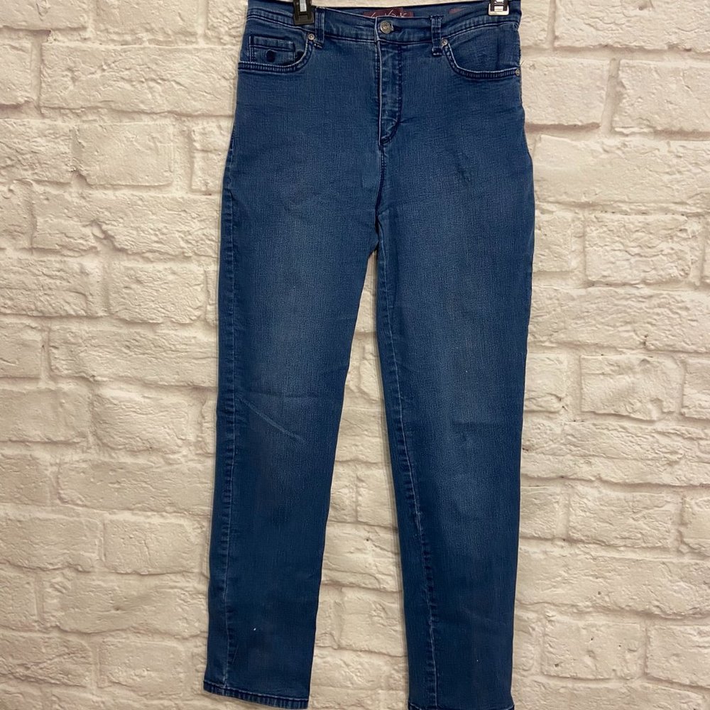 GLORIA VANDERBILT AMANDA Jeans Womens 8 Stretchy Jeans Embellished Pockets